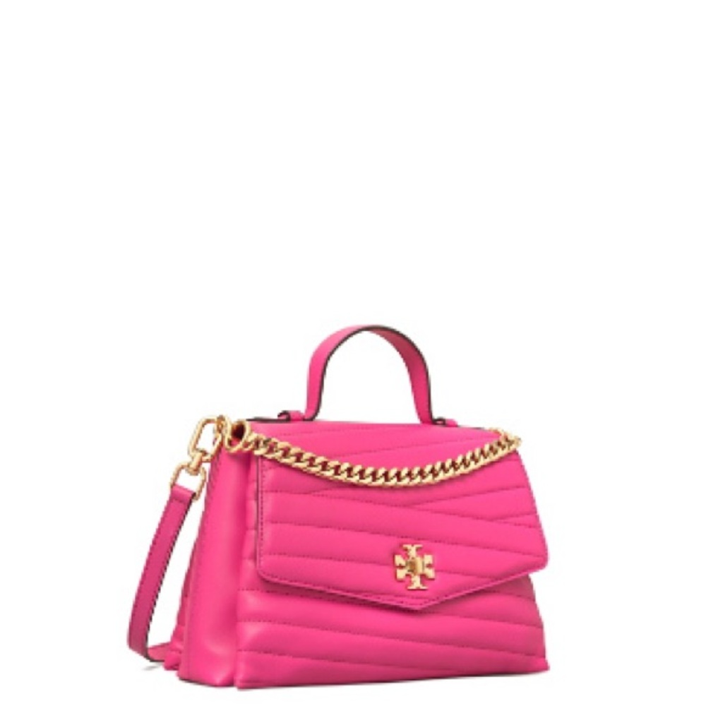 Tory Burch Kirk Chevron Quilted Satchel with Gold Hardware